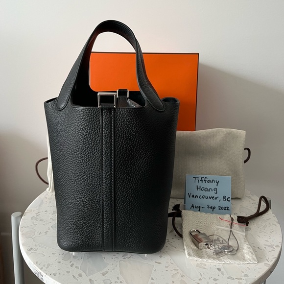 Hermes Handbags - Hermes picotin lock 18 clemence taurillon bag noir phw